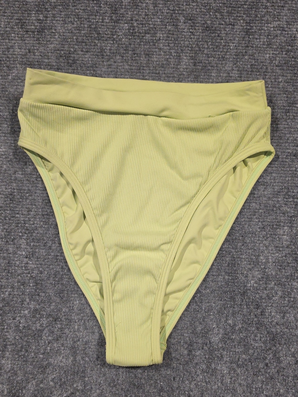 l*space High-Waist Ribbed Bikini Bottom in Light Lime
